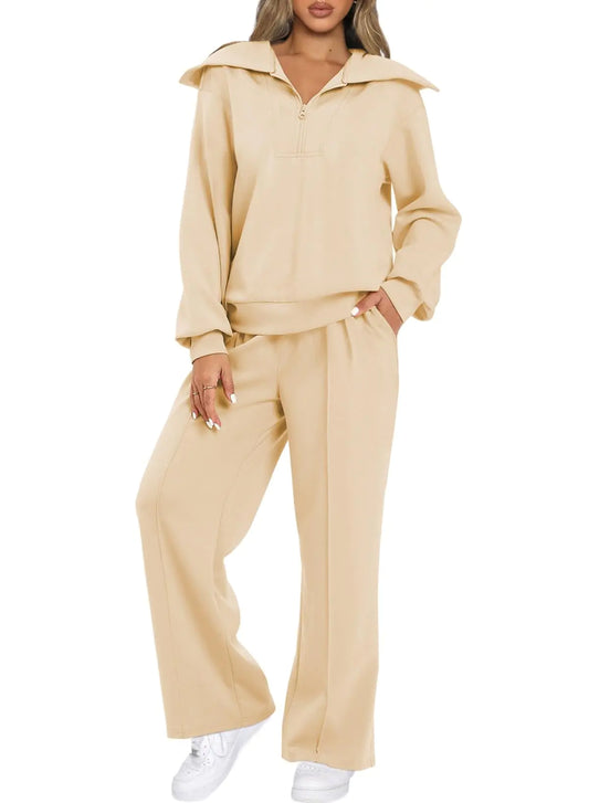 Aleumdr Womens 2 Piece Wide Leg  Sweatsuits   Womens Lounge Set