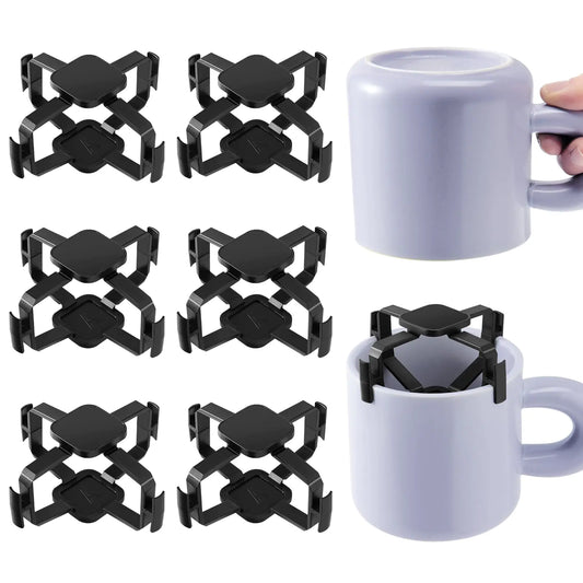 6 Pcs Mug Stackers Cute Coffee Mug Organizer Cup Organizer for Kitchen Cabinets Creative Mug Storage Gadgets Adjustable Mug Shelf for Coffee Cup (Black-WJ 6 Pcs)