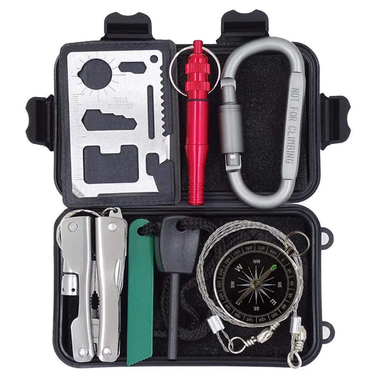 Outdoor Survival Kit 7 in 1Mini Emergency Survival Gear Small Camping Equipment Pocket Tool Gadgets Stocking Stuffers Ideal for Boys Kids Hiking