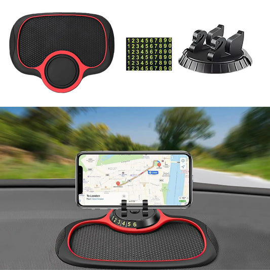 Draduo Multifunction Car Anti-Slip Mat Auto Phone Holder Universal Multifunction Car Dashboard Mat with Temporary Parking Numbe with Phone Holder for Phones Keys Gadgets（1PC）